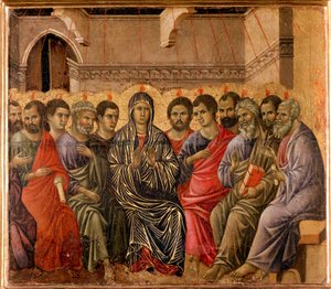 Pfingsten Rückseite des Maestà-Altarbildes von Duccio di Buoninsegna