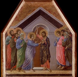 Der Unglaube des heiligen Thomas. Maestà-Altarbild von Duccio di Buoninsegna