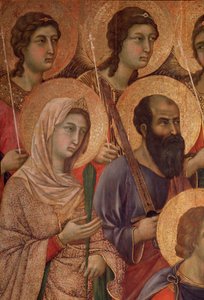 Jungfrau und Kind auf dem Thron, Detail mit der heiligen Katharina von Alexandria und dem heiligen Paulus