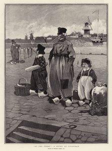 Am Fähranleger, eine Studie in Volendam von Dudley Hardy