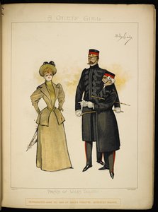 Eine der Gaiety-Girls und zwei Offiziere der Life Guards von Dudley Hardy