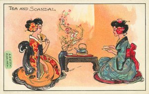 Tee und Skandal: zwei japanische Frauen trinken Tee