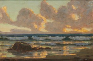 Wellen brechen, Sonnenuntergang von Duncan McGregor Whyte