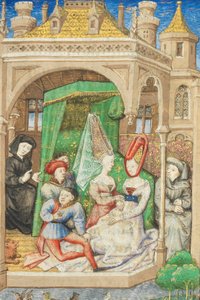 Seite aus "La Belle Dame Sans Merci" von Alain Chartier, Paris, frühes 15. Jahrhundert von Dunois Master