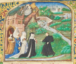 Seite aus "La Belle Dame Sans Merci" von Alain Chartier, Paris, frühes 15. Jahrhundert