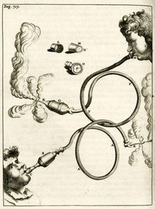 Apparat für Tabakrauch-Einläufe, aus Exercitationes Practicae circa Medendi Methodum von Frederik Dekkers, 1694 von Dutch School