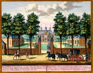Bekenstein Lusthaus, aus Het Zeganpralent Kennemerlant von Hendrick de Leth und Matthias Brouerius Van Nidek, veröffentlicht um 1700-30