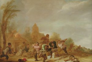 Schlägerei zwischen Soldaten und Bauern