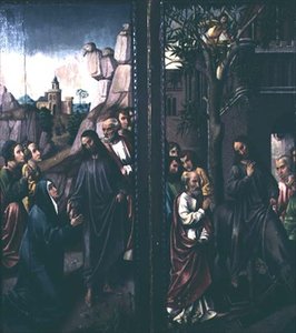 Christus nimmt Abschied von seiner Mutter; Einzug Christi in Jerusalem, um 1500 von Dutch School