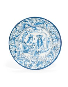 Delfter Blau-Weißes Königliches Doppelporträt-Ladegerät, ca. 1662-85 von Dutch School