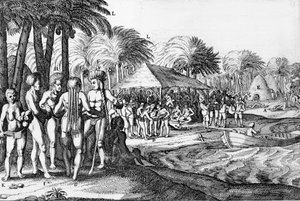 Niederländische Händler unterhalten lokale Polynesier