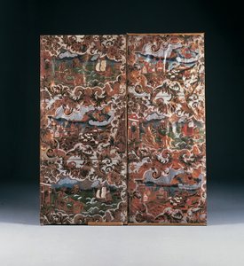Geprägte und polychrom dekorierte Paneele, spätes 17. Jahrhundert von Dutch School