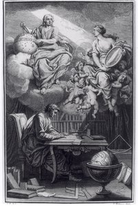 Frontispiz von Elemens de la Philosophie de Neuton von Voltaire, veröffentlicht in Amsterdam, 1738