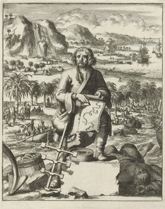 Louis Hennepin landet in Nordamerika, veröffentlicht 1688 (Gravur) von Dutch School
