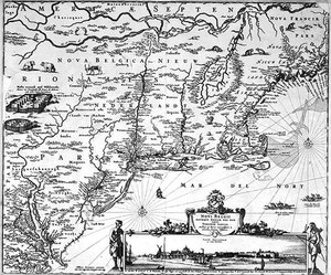 Karte von Neu-Amsterdam, um 1650 (Gravur) von Dutch School
