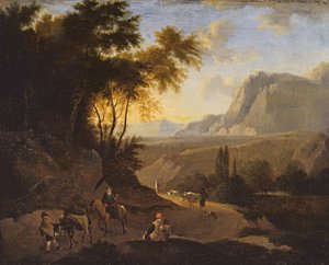 Berglandschaft mit Figuren, späte 17. Jahrhundert