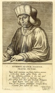 Porträt von Hubert van Eyck (1366-1426) Tafel 1 aus einer Serie von Künstlerporträts, graviert von Theodor Galle (1571-1633)