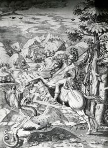 Sankt Georg und der Drache, 16. Jahrhundert von Dutch School