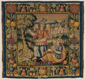 Wandteppich, Hagar und Ismael, hergestellt in Amsterdam, Holland oder Hamburg, Deutschland, frühes 17. Jahrhundert von Dutch School