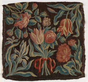 Wandteppich-Kissenbezug mit Tulpen usw., möglicherweise hergestellt in Holland von Dutch School