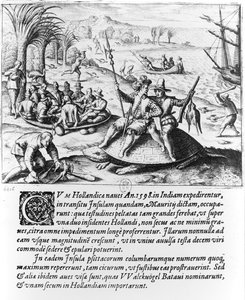 Die Niederländer auf Mauritius im Jahr 1598, graviert von de Bry