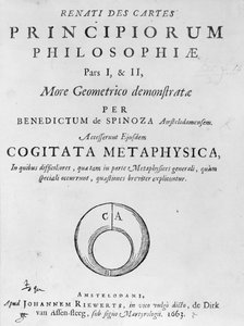 Titelseite zu Renati Descartes principiorum philosophie von Baruch Spinoza, veröffentlicht 1663