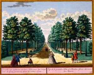 Ansicht des Gehwegs hinter dem Haus, aus Het Zeganpralent Kennemerlant von Hendrick de Leth und Matthias Brouerius Van Nidek, veröffentlicht um 1700-30