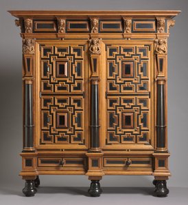 Kleiderschrank (Kast), hergestellt in Holland, ca. 1625-1650 von Dutch School