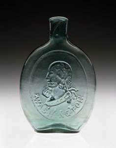 Figurierte Flasche, ca. 1847 (bleifreies Glas) von Dyottville Glass Works