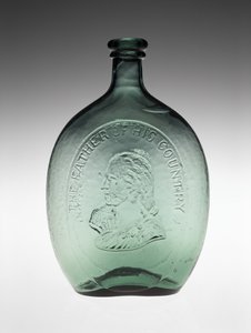Figurierte Flasche, ca. 1848 (bleifreies Glas) von Dyottville Glass Works