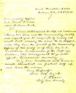 Brief von E. A. Carr, Helena, Arkansas, an den kommandierenden Offizier der U. S. Naval Forces in der Nähe von Helena, Arkansas, 2. Oktober 1862 von E.A. Carr