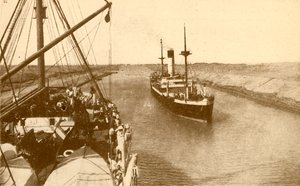 Dampfer passieren den Suezkanal, ca. 1930