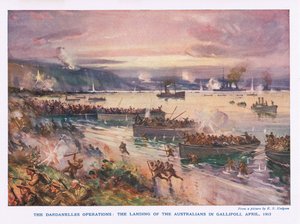 Die Dardanellen-Operationen: Die Landung der Australier in Gallipoli, April 1915 von E.S. Hodgson