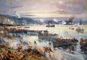 Die Landung der Australier in Gallipoli, April 1915 von E.S. Hodgson
