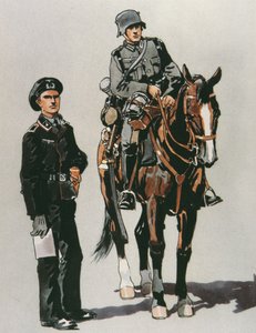 Panzeroffizier und berittener Soldat der deutschen Armee von E. (after) Dobrich
