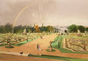 Ansicht in den Gärten von Eaton Hall, veröffentlicht von Thomas McLean
