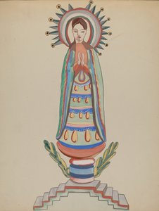 New Mexico, "Bulto", polychromierte Holzfigur