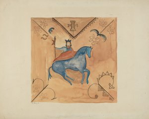 St. Georg auf Hirschleder gemalt, 1935-1942