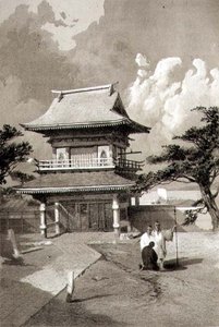 Eingang zu einem Tempel in Hakotadi, veröffentlicht von Sarony & Co., ca. 1856
