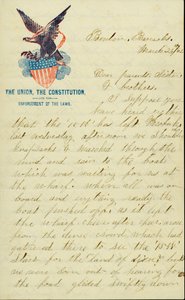 Brief unterzeichnet von E.G. Black, Benton Barracks, Mo., an seine Eltern, Schwester und Brüder, 28. März 1862 von E. G. Black