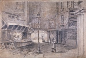 Geflügelhändlerladen auf dem Clare Market, Westminster, London, ca. 1850 von E Holah