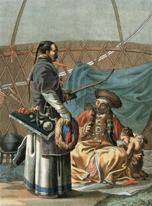 Eine tatarische Familie, graviert vom Künstler von E. Karnejeff