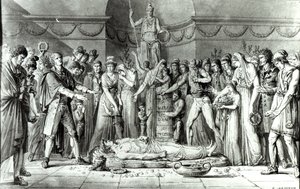 Die Beerdigung von Jean Paul Marat in der Kapelle des Club des Cordeliers, 16. Juli 1793