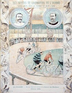 Charles Terront (1857-1932) und Jules Corre in der Galerie des Machines im Februar 1893, aus einem Schulbuch
