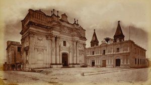 Kirche von San Francisco und Postamt, Guatemala von Eadweard Muybridge