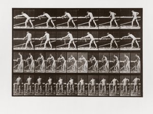 Mann hobelt Holz, Platte 379 aus Animal Locomotion von Eadweard Muybridge