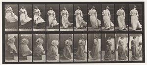 Tafel 142. Treppenabstieg, Drehung, Kleid gefangen von Eadweard Muybridge