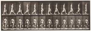 Tafel 29. Gehen, einen Eimer Wasser in jeder Hand tragend, 1872-1885 von Eadweard Muybridge