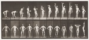 Tafel 321. A, Einen 50-Pfund-Hantel heben; B, Posen von Eadweard Muybridge