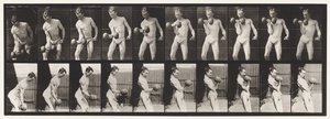 Tafel 324. 50-Pfund-Hantel curlen, Modell, 3/4 Länge von Eadweard Muybridge
